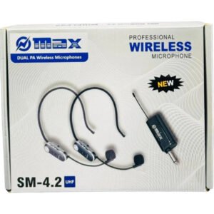 Microphone sans fil 2 canaux – UHF – Casque & Cravate – Rechargeable – Plug & Play – MAX SM-4.2 UHF