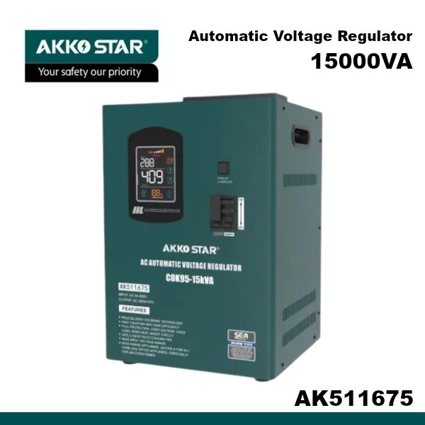 Régulateur de tension automatique Digital 15000VA / 15KVA, contrôle par microprocesseur – AKKO STAR AK-511675 (15000VA)