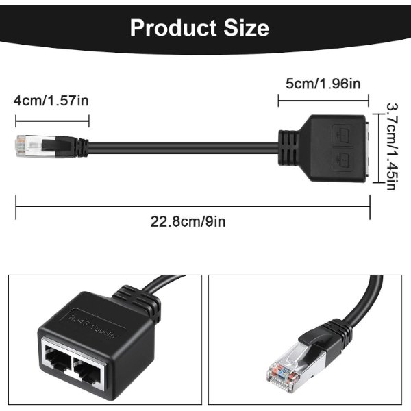 Adaptateur Répartiteur Splitter RJ45 mâle vers 2 Femelles RJ45