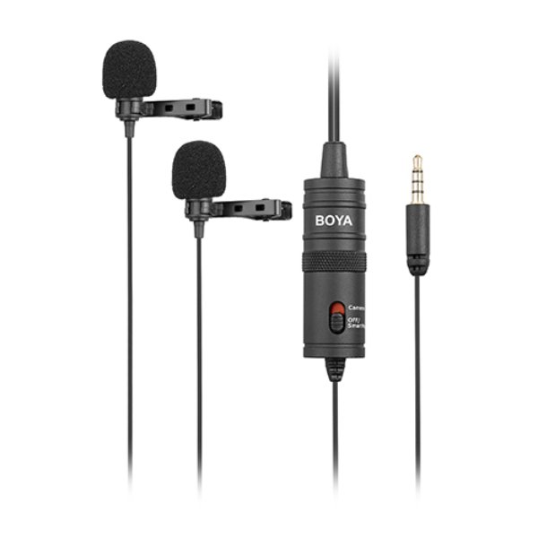 Double Micro cravate à condensateur – Directivité omnidirectionnelle – Jack 3.5 mm TRRS – BOYA BY-M1DM