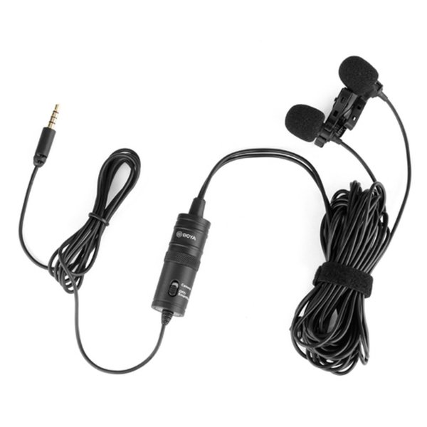 Double Micro cravate à condensateur – Directivité omnidirectionnelle – Jack 3.5 mm TRRS – BOYA BY-M1DM