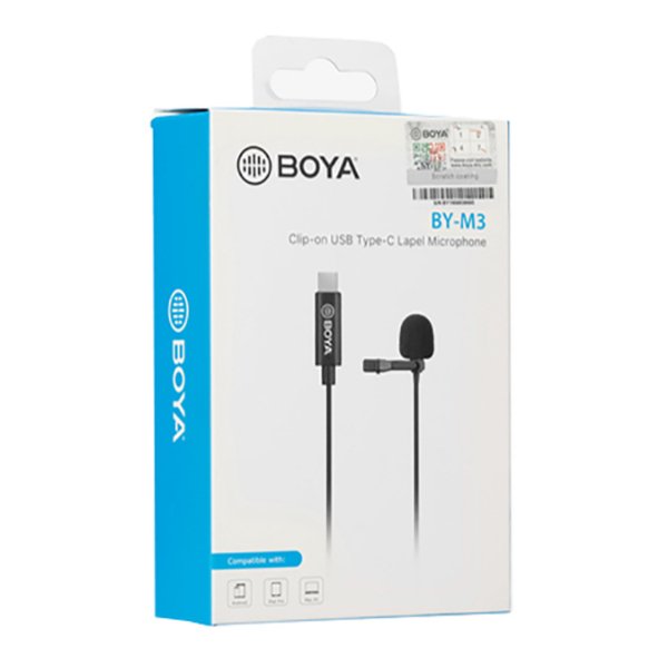 Micro cravate à condensateur – Directivité omnidirectionnelle – USB-C – Smartphone/APN/PC – BOYA BY-M3