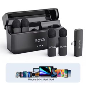 Système de micro cravate sans fil ultracompact pour 4 personnes avec connecteur Lightning – BOYA BY-V4D