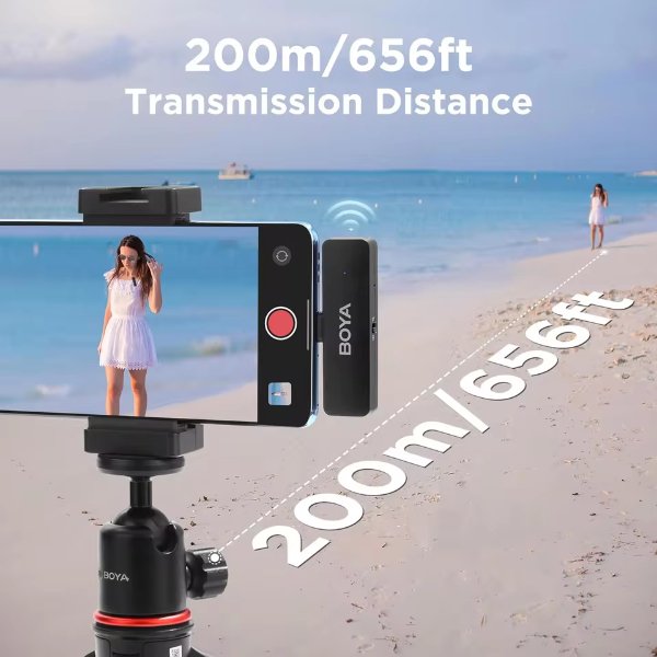 Système de micro cravate sans fil ultracompact pour 4 personnes avec connecteur Lightning – BOYA BY-V4D
