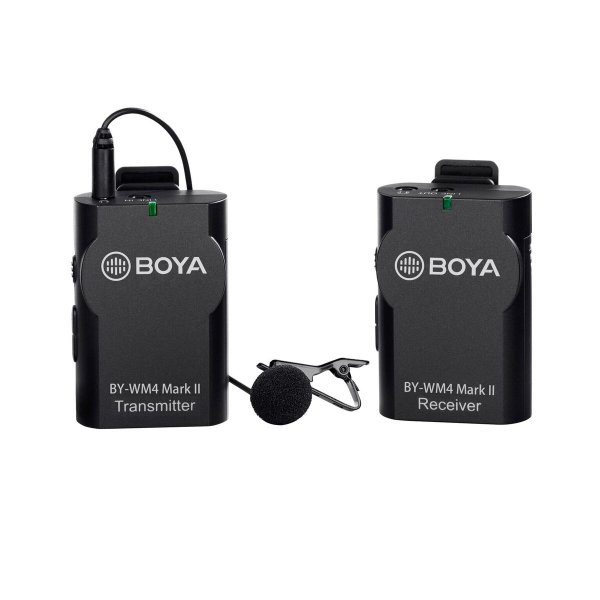 Système de micro cravate sans fil omnidirectionnel, récepteur, transmetteur et câbles – BOYA BY-WM4 MARK II