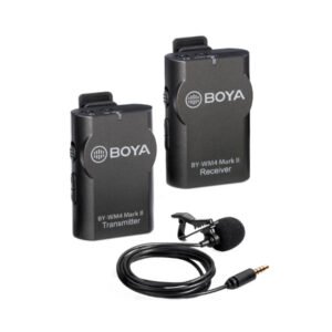 Système de micro cravate sans fil omnidirectionnel, récepteur, transmetteur et câbles – BOYA BY-WM4 MARK II