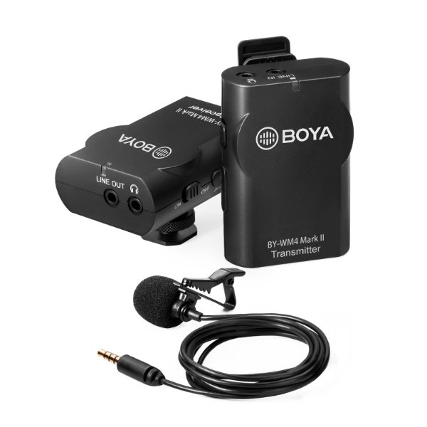 Système de micro cravate sans fil omnidirectionnel, récepteur, transmetteur et câbles – BOYA BY-WM4 MARK II