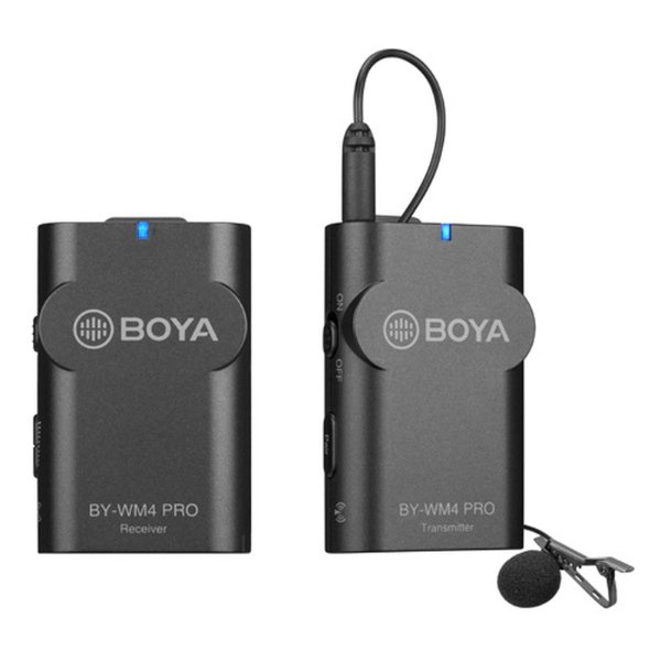 Système de micro cravate sans fil omnidirectionnel, récepteur, transmetteur et câbles – BOYA BY-WM4 PRO