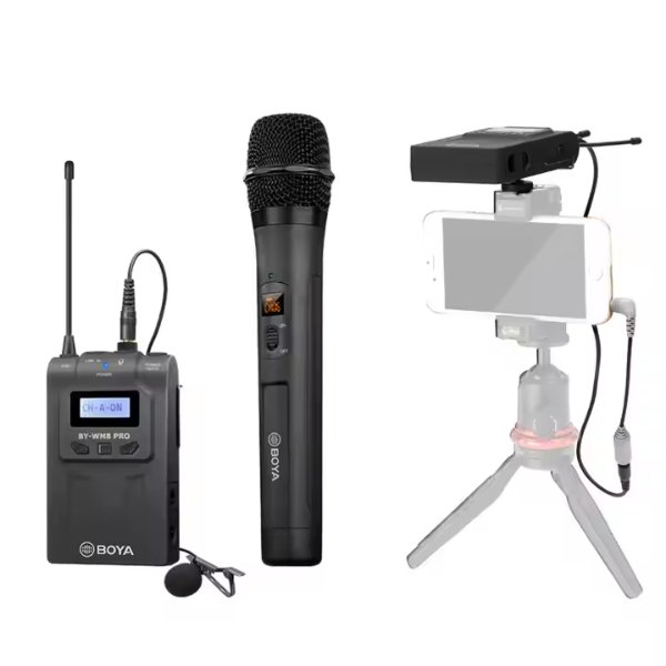 Système de micro cravate sans fil monté sur caméra (568 à 599 MHz) – BOYA BY-WM8 PRO-K4