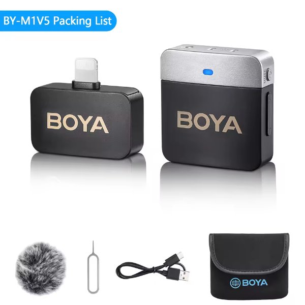 Système de micro cravate sans fil omnidirectionnel, pour 1 personne avec connecteur – BOYA BY‑M1V5