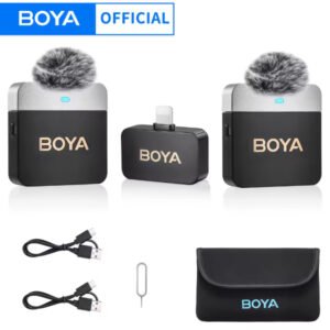 Système de micro cravate sans fil omnidirectionnel, pour 2 personnes avec connecteur – BOYA BY‑M1V6