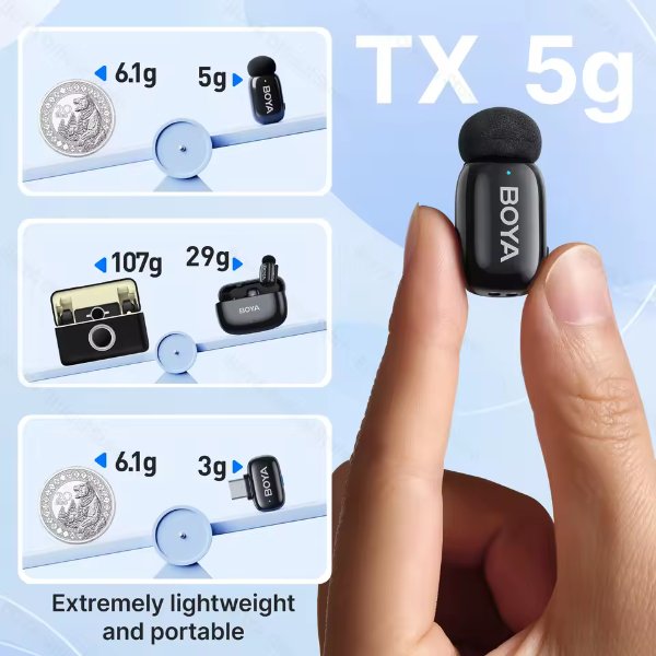 Système de micro cravate sans fil omnidirectionnel, pour 2 personnes avec connecteur – BOYA Mini-12