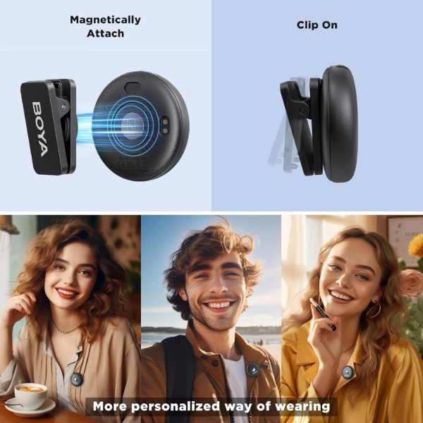 Système de micro cravate sans fil omnidirectionnel, pour 2 personnes avec connecteur – BOYA OMIC-U
