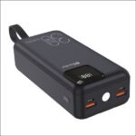 Power Bank 30000mAh Noir Avec 2 Sorties Cable Type-C & Cable Lightning Et 2 Sorties USB & – Baraka BRK-PB04 Noir (30000MAH)