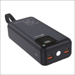 Power Bank 30000mAh Noir Avec 2 Sorties Cable Type-C & Cable Lightning Et 2 Sorties USB & – Baraka BRK-PB04 Noir (30000MAH)