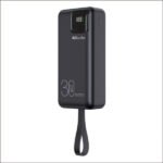 Power Bank 30000mAh Noir Avec 2 Sorties Cable Type-C & Cable Lightning Et 2 Sorties USB & – Baraka BRK-PB04 Noir (30000MAH)