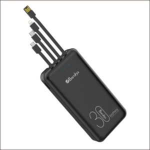 Power Bank 30000mAh Noir Avec 3 Sorties Cable Type-C + Cable Lightning & Cable Micro Et 1 – Baraka BRK-PB06 Noir (30000MAH)