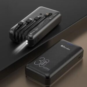 Power Bank 30000mAh Noir Avec 3 Sorties Cable Type-C + Cable Lightning & Cable Micro Et 1 – Baraka BRK-PB06 Noir (30000MAH)