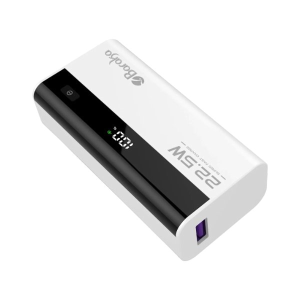 Power Bank 5000mAh Blanc Avec 1 Entrée Micro/Type-C Et 1 Sortie USB + 1 Sortie Type-C – Baraka BRK-PB11 Blanc (5000MAH)