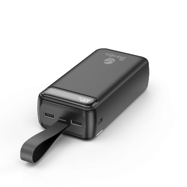 Power Bank 30000mAh Noir Avec 1 Entrée Micro/Type-C Et 2 Sorties USB – Baraka BRK-PB24 Noir (30000MAH)
