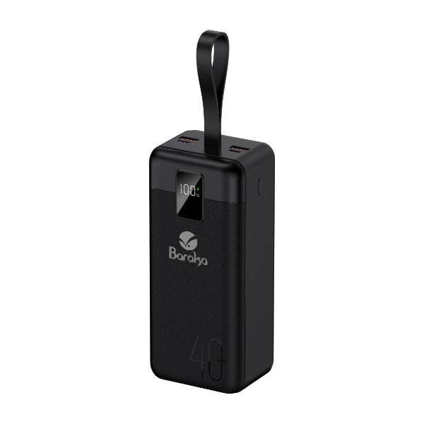 Power Bank 40000mAh Noir Avec 1 Entrée Micro/Type-C Et 2 Sorties USB – Baraka BRK-PB26 Noir (40000MAH)