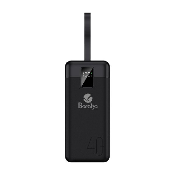 Power Bank 40000mAh Noir Avec 1 Entrée Micro/Type-C Et 2 Sorties USB – Baraka BRK-PB26 Noir (40000MAH)