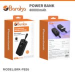 Power Bank 40000mAh Noir Avec 1 Entrée Micro/Type-C Et 2 Sorties USB – Baraka BRK-PB26 Noir (40000MAH)
