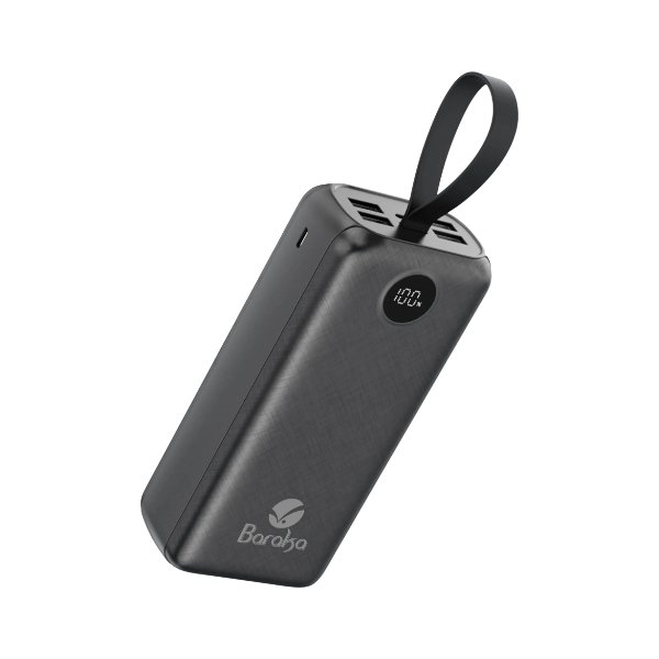 Power Bank 30000mAh Noir Avec 1 Entrée Micro/Type-C Et 4 Sorties USB – Baraka BRK-PB27 Noir (30000MAH)