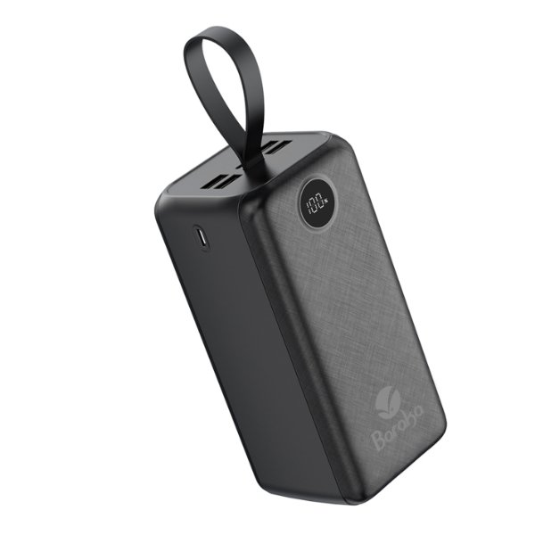 Power Bank 50000mAh Noir Avec 1 Entrée Micro/Type-C Et 4 Sorties USB – Baraka BRK-PB29 Noir (50000MAH)