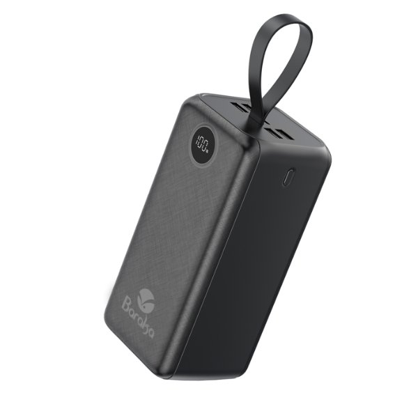 Power Bank 50000mAh Noir Avec 1 Entrée Micro/Type-C Et 4 Sorties USB – Baraka BRK-PB29 Noir (50000MAH)