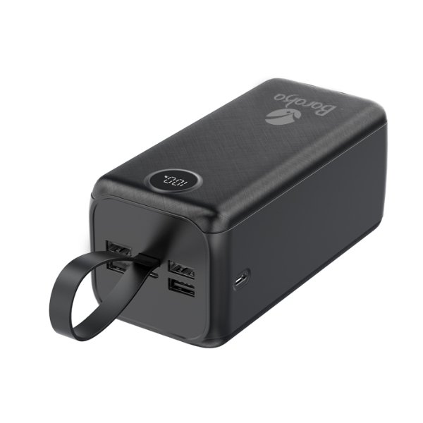 Power Bank 50000mAh Noir Avec 1 Entrée Micro/Type-C Et 4 Sorties USB – Baraka BRK-PB29 Noir (50000MAH)