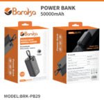 Power Bank 50000mAh Noir Avec 1 Entrée Micro/Type-C Et 4 Sorties USB – Baraka BRK-PB29 Noir (50000MAH)