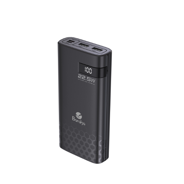Power Bank 20000mAh Noir Avec 2 Entrées Type-C & Micro + 2 Sorties USB 1/2 & Type-C – Baraka BRK-PB42 Noir (20000MAH)