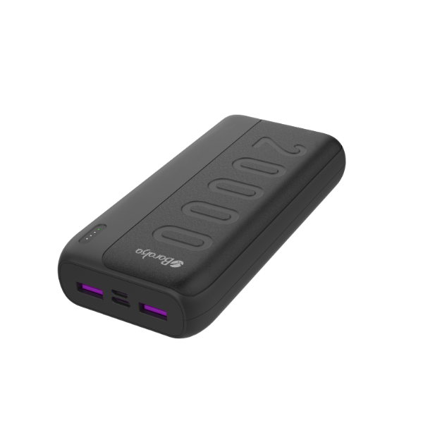 Power Bank 20000mAh Noir Avec 2 Entrées Type-C & Micro + 2 Sorties USB 1/2 & Type-C – Baraka BRK-PB43 Noir (20000MAH)