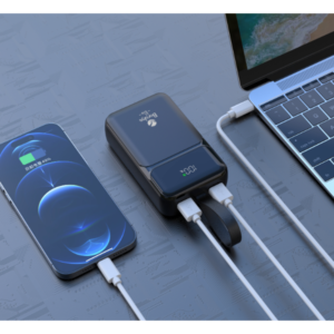 Power Bank 20000mAh Noir Avec 2 Entrées Type-C 1/2 + 2 Sorties USB 1/2 & Type-C – Baraka BRK-PB50 Noir (20000MAH)