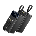 Power Bank 50000mAh Noir Avec 2 Sorties Cable Type-C & Cable Lightning Et 2 Sorties USB & – Baraka BRK-PB58 Noir (50000MAH)