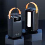 Power Bank 60000mAh Noir Avec 2 Sorties Cable Type-C & Cable Lightning Et 2 Sorties USB & – Baraka BRK-PB90 Noir (60000MAH)