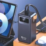 Power Bank 60000mAh Noir Avec 2 Sorties Cable Type-C & Cable Lightning Et 2 Sorties USB & – Baraka BRK-PB90 Noir (60000MAH)
