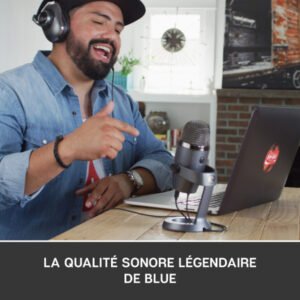 Micro à 2 capsules électrostatiques – directivité multiple – USB – sortie casque – pour – Logitech Blue Yeti Nano USB