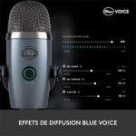 Micro à 2 capsules électrostatiques – directivité multiple – USB – sortie casque – pour – Logitech Blue Yeti Nano USB