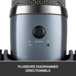 Micro à 2 capsules électrostatiques – directivité multiple – USB – sortie casque – pour – Logitech Blue Yeti Nano USB
