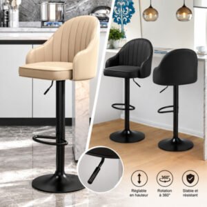 Chaise Tabouret Réglable Pivotante avec Repose-pieds – Chaise Tabouret CC-6006