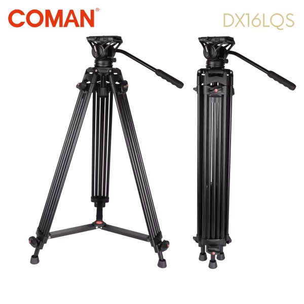 Trépied caméra professionnel en aluminium avec tête fluide Q5S – COMAN DX16LQ5S