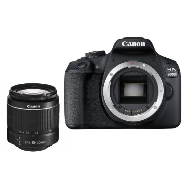 Appareil Photo Reflex Numérique 24.1 MP – Ecran LCD 3″ – Vidéo Full HD – Wi-Fi – NFC + – Canon EOS 2000D + EF-S 18-55 mm DC III