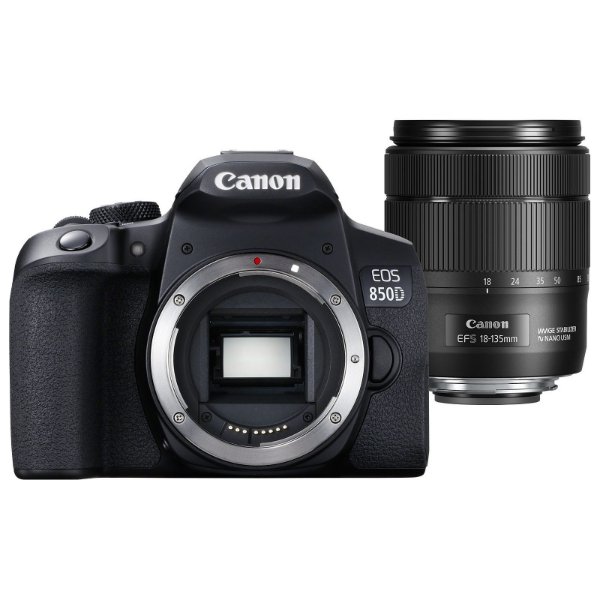 Appareil photo 24.1 MP – ISO 25600 – Vidéo 4K UHD – Ecran LCD 3″ tactile et orientable – Canon EOS 850D + 18-135mm IS USM