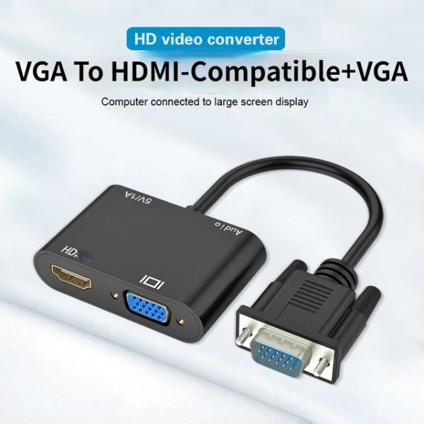 Adaptateur VGA vers HDMI & VGA + AUDIO – R SCAR RS-VGAHDVGA