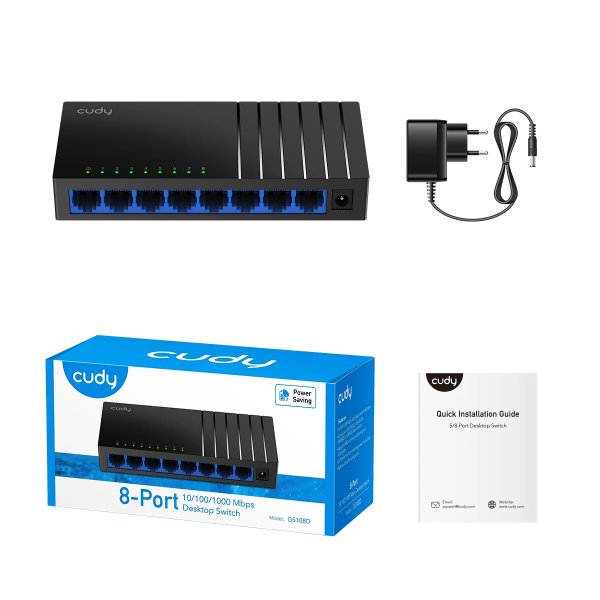 Switch 8 ports Gigabit 10/100/1000 Mbps – Cudy GS108D
