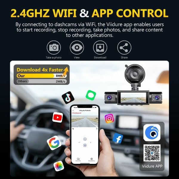 Caméra DVR de voiture HD 1080P à double canal avec Wi-Fi intégré, vue grand angle de 150 – DASHCAM C315WF