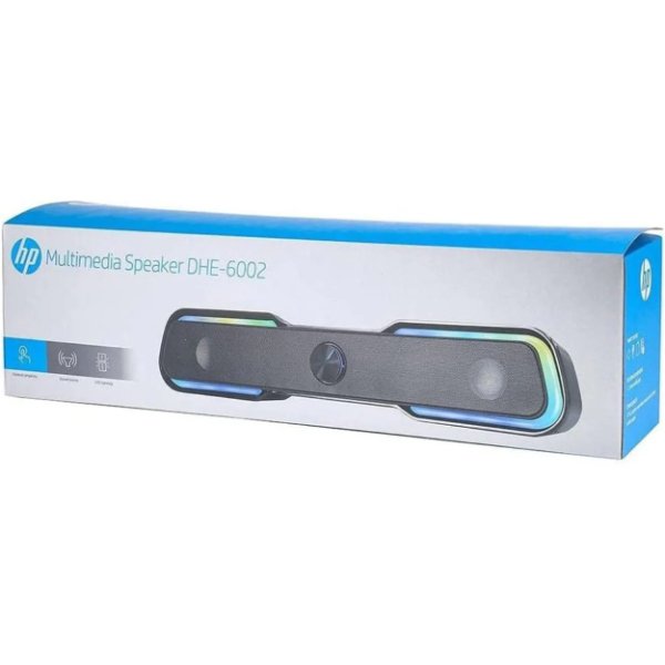 Baffle Ordinateur Multimédia 2.0 rétroéclairée RGB, USB/AUX – 6W RMS – HP DHE-6002