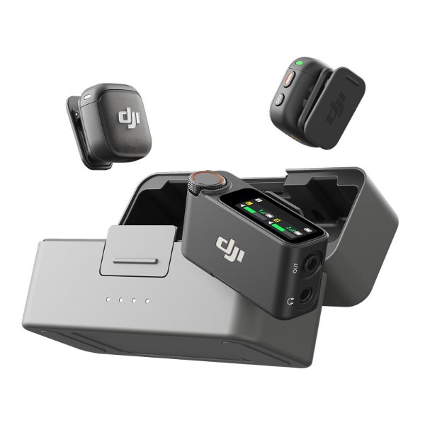 Microphone compact – 28 heures d’autonomie – réduction de bruit à deux niveaux – contrôle – DJI Mic 3 (2 TX + 1 RX + Charging Case)